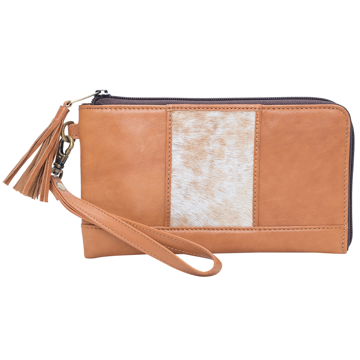 Dallas – Light Tan and White Cowhide Clutch Wallet - Western Cowhide Wallets