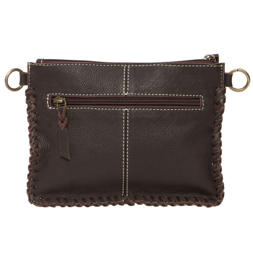 Volcan – Brown and White Cowhide Small Clutch Bag with Tooling ...